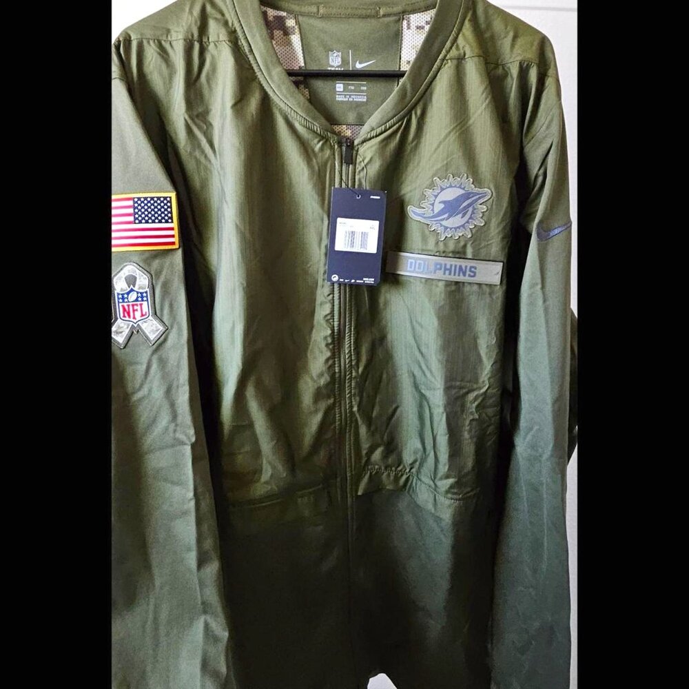 🆕️ Nike Miami Dolphins New Salute to Service olive green windbreaker jacket XXL